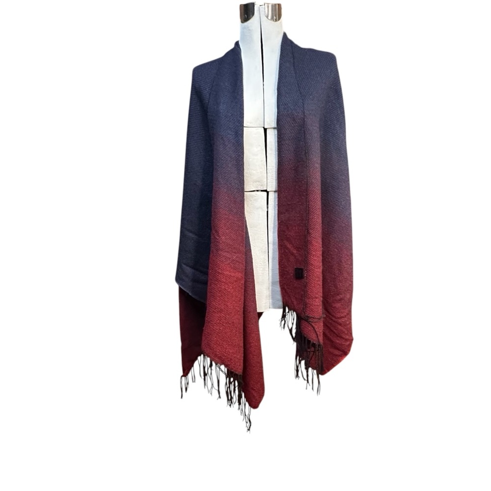 Stylish Red and Blue Ombre Shawl, OS